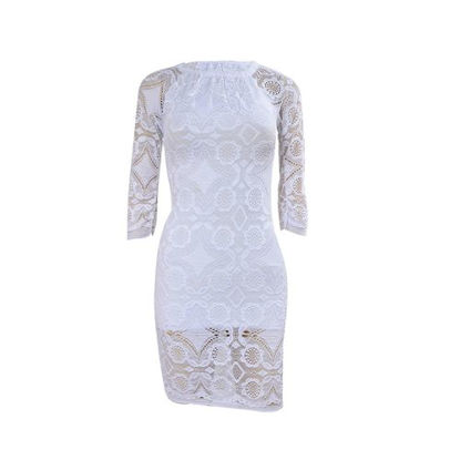 Image de Robe Fourreau En Dentelle -  Blanc