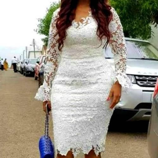 Image sur Robe Fourreau En Dentelle -  Blanc - L - 1