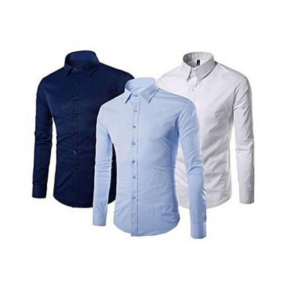 Agrandir l'image de Chemise En Coton - 3 Pièces - Bleu Nuit Bleu-ciel et Blanc Image de Chemise En Coton - 3 Pièces - Bleu Nuit Bleu-ciel et Blanc