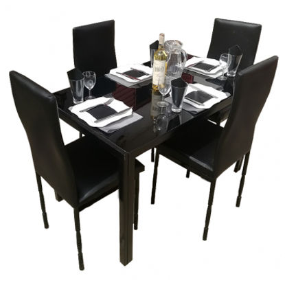Agrandir l'image de Salle à Manger Démontable En Verre 4 Places - Très Solide - Noir Image de Salle à Manger Démontable En Verre 4 Places - Très Solide - Noir