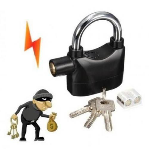 Maizoon Cadenas d'alarme 110 dB étanche antirouille antivol batterie intégrée câble acier double mode portail entrepôt dortoir moto vélo sécurité
