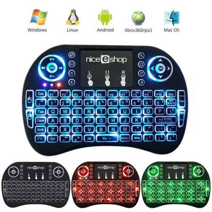 Agrandir l'image de Mini clavier portable 2,4 G - sans fil avec souris tactile - bleu rétroéclairé LBQ Image de Mini clavier portable 2,4 G - sans fil avec souris tactile - bleu rétroéclairé LBQ