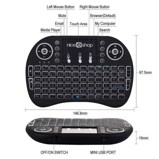 Image sur Mini clavier portable 2,4 G - sans fil avec souris tactile - bleu rétroéclairé LBQ