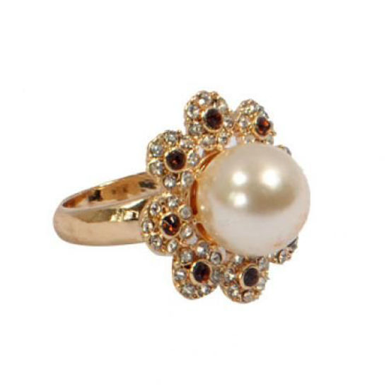 Image sur Bague Incrustée De Pierres - Jaune Doré