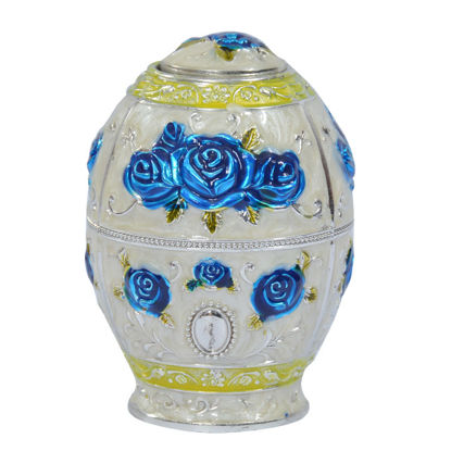 Agrandir l'image de Mini urne décorative en porcelaine (blanc, bleu et jaune or) Image de Mini urne décorative en porcelaine (blanc, bleu et jaune or)