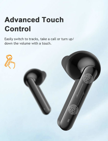 Image sur Écouteurs Sans Fil Bluetooth 5.0,QCY T3 Touch Control Ecouteurs TWS Bluetooth In-Ear Earbuds sans fil à paire automatique avec micro (Son stéréo,Smart Touch,IPX5,20 Heures de lecture)