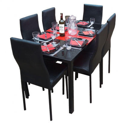 Agrandir l'image de Salle à Manger Démontable En Verre 6 Places - Noir Image de Salle à Manger Démontable En Verre 6 Places - Noir