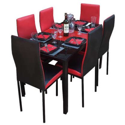 Salle À Manger Démontable En Verre 6 Places - Noir Et Rouge-iziwaycameroun Salle À Manger Démontable En Verre 6 Places - Noir Et Rouge