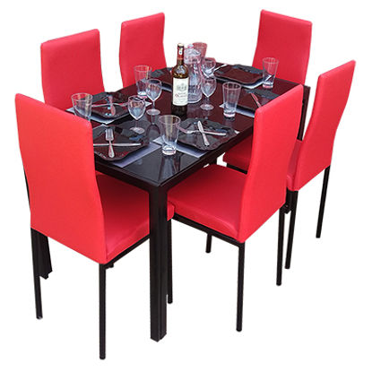 Image de Salle À Manger Démontable En Verre 6 Places - Rouge