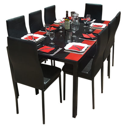 Agrandir l'image de Salle À Manger Démontable En Verre 8 Places - Noir Image de Salle À Manger Démontable En Verre 8 Places - Noir