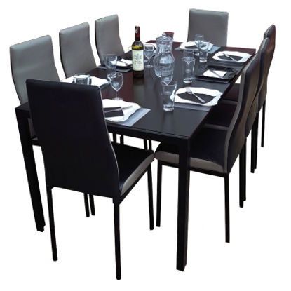 Agrandir l'image de Salle À Manger Démontable En Verre 8 Places - Noir Et Gris Image de Salle À Manger Démontable En Verre 8 Places - Noir Et Gris
