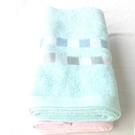 Image sur Serviette de bain pour adulte en coton - 80 * 120 cm - 2 Pièces - Bleu Et Rose