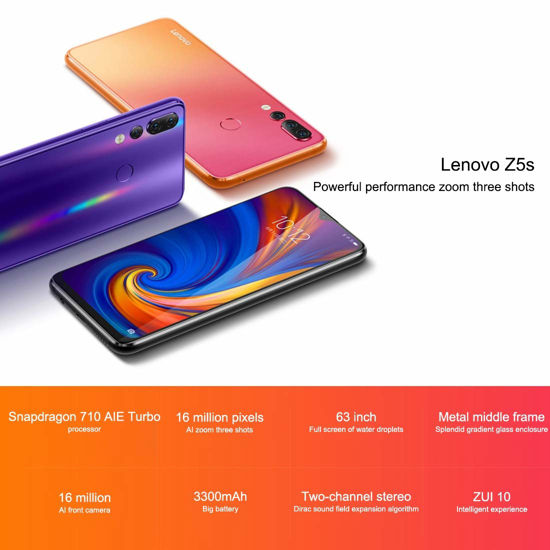 Lenovo Z5s, 4 Go + 64 Go - Noir - 12 Mois Garantis - GLOBAL VERSION