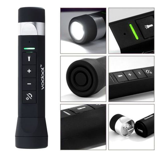 Image sur Torche Power Bank Multifonctionnelle Haut-parleur Bluetooth Portable 4 en 1 - Noir