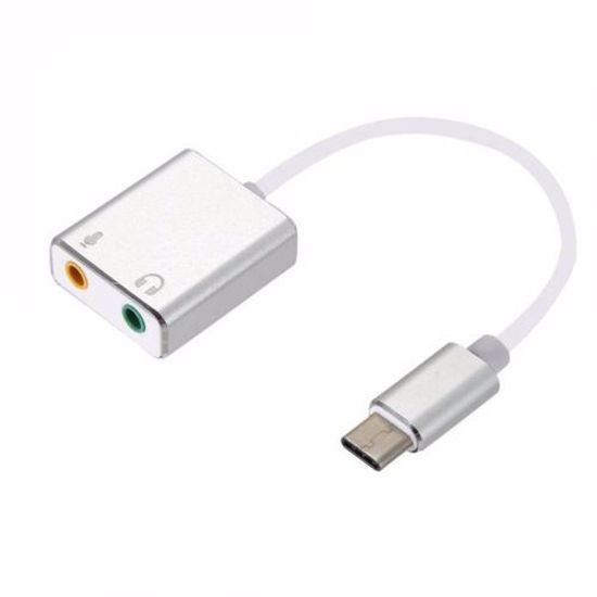 Image sur Carte son externe USB Type-C vers Jack 7.1 canaux 3,5 mm casque stéréo adaptateur pour de cartes audio - argent