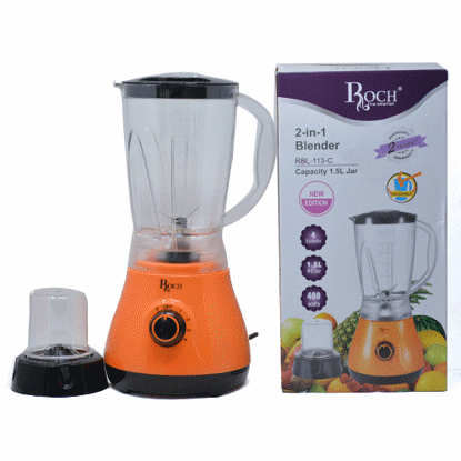 Blender Roch - 2 EN 1 - RBL-113-C - 1.5 L - 3 Vitesses - Orange et Noir - 03 Mois-iziwaycameroun Blender Roch - 2 EN 1 - RBL-113-C - 1.5 L - 3 Vitesses - Orange et Noir - 03 Mois