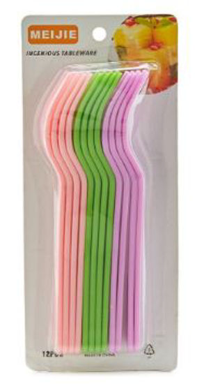 Image sur Petites Fourchettes Enfants En Plastique - 12 Pièces - Multicolore