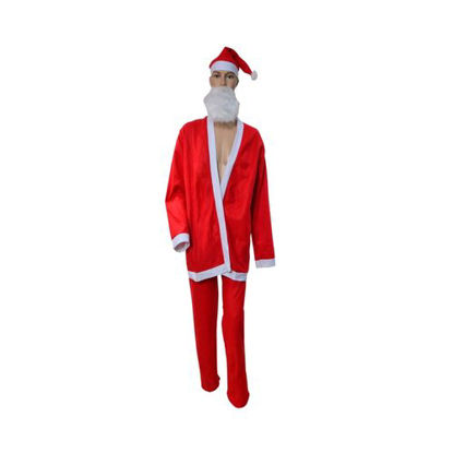 Agrandir l'image de Ensemble père noel - Haut+ pantalon + Chapeau et barbe en coton - Rouge et blanc - Taille unique Image de Ensemble père noel - Haut+ pantalon + Chapeau et barbe en coton - Rouge et blanc - Taille unique
