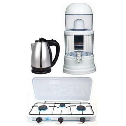 Plaque A Gaz - 3 Foyers + Bouilloire - 2L + Filtre A Eau - 14L - Blanc Et Gris Argent-iziwaycameroun Plaque A Gaz - 3 Foyers + Bouilloire - 2L + Filtre A Eau - 14L - Blanc Et Gris Argent