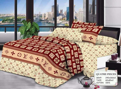 Agrandir l'image de 2 Drap 3 Places + 2 Taies D'Oreiller - Multicolore Image de 2 Drap 3 Places + 2 Taies D'Oreiller - Multicolore