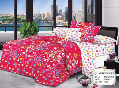 Agrandir l'image de 2 Drap 3 Places + 2 Taies D'Oreiller - Multicolore Image de 2 Drap 3 Places + 2 Taies D'Oreiller - Multicolore