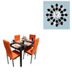 Salle à manger démontable - Verre - 4 Places + Horloge Murale 3D - Autocollant