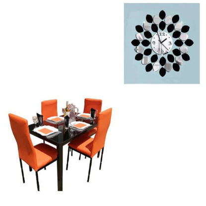 Salle à manger démontable - Verre - 4 Places + Horloge Murale 3D - Autocollant - Iziway Cameroun Salle à manger démontable - Verre - 4 Places + Horloge Murale 3D - Autocollant