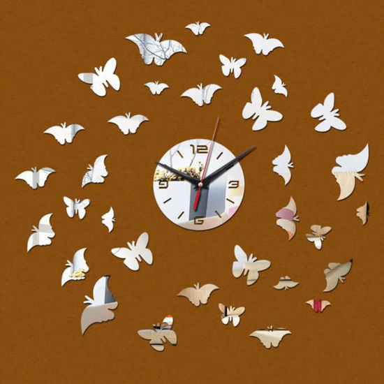 Image sur Horloge Murale 3D - Vol de Papillon - Autocollant
