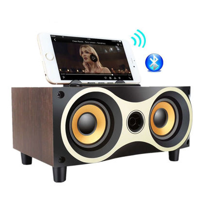 Agrandir l'image de Haut-parleur sans fil en bois Portable de bureau Subwoofer Stero haut-parleurs Bluetooth Support TF lecteur MP3 avec Radio FM, Support pour téléphone Image de Haut-parleur sans fil en bois Portable de bureau Subwoofer Stero haut-parleurs Bluetooth Support TF lecteur MP3 avec Radio FM, Support pour téléphone