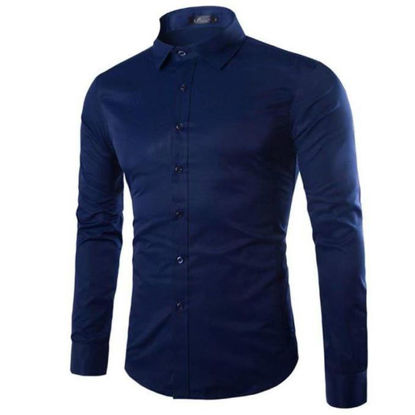 Agrandir l'image de Chemise Homme Slim Fit - Manche Longues - Bleu de Nuit Image de Chemise Homme Slim Fit - Manche Longues - Bleu de Nuit