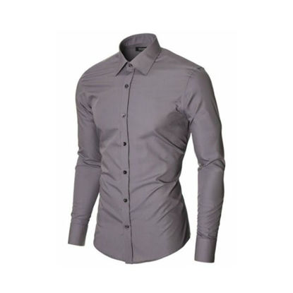 Agrandir l'image de Chemise Homme Slim Fit - Manche Longues - Gris Image de Chemise Homme Slim Fit - Manche Longues - Gris