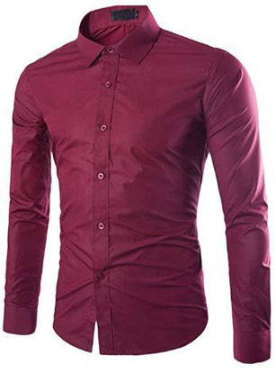 Agrandir l'image de Chemise Homme Slim Fit - Manche Longue - Bordeaux Image de Chemise Homme Slim Fit - Manche Longue - Bordeaux