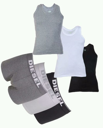 Agrandir l'image de Débardeurs + Boxers - 6 Pièces - Gris Souris, Noir et Blanc Image de Débardeurs + Boxers - 6 Pièces - Gris Souris, Noir et Blanc