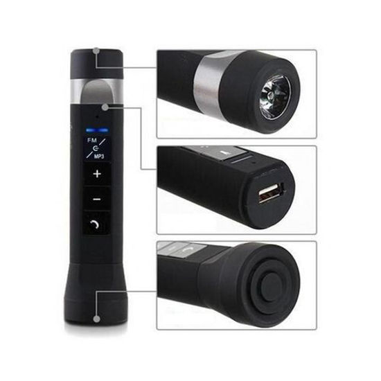 Image sur Torche Power Bank Multifonctionnelle Haut-parleur Bluetooth Portable 4 en 1 - Noir