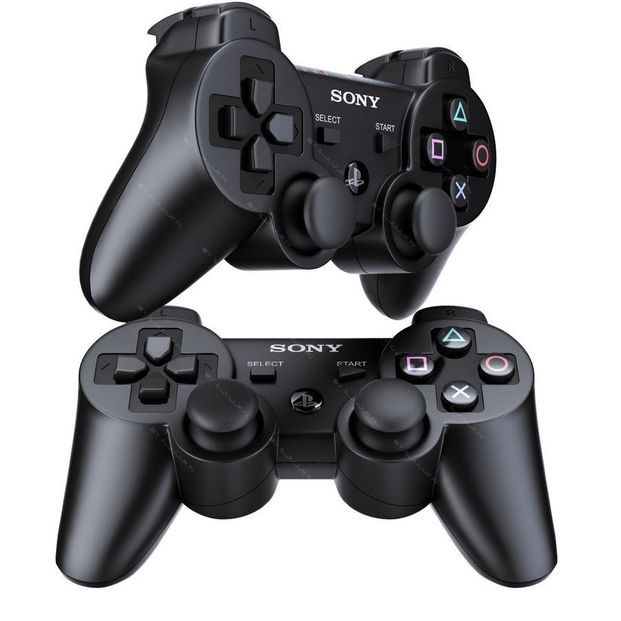 Lot De 2 Manettes PS3 Sans Fil 6 Axes - Bleu Et Noir - Ouvert Jamais Utilisé