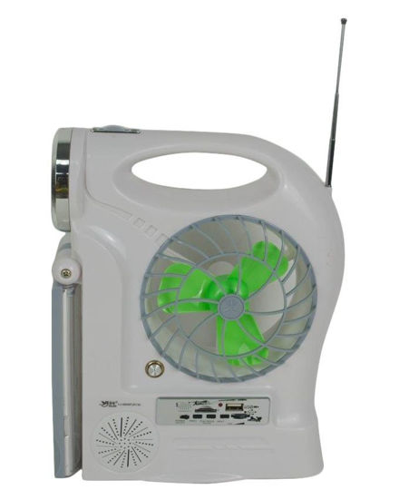 Image sur Mini Radio FM Lampe + Ventilateur Rechargeable - Blanc