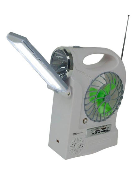 Image sur Mini Radio FM Lampe + Ventilateur Rechargeable - Blanc