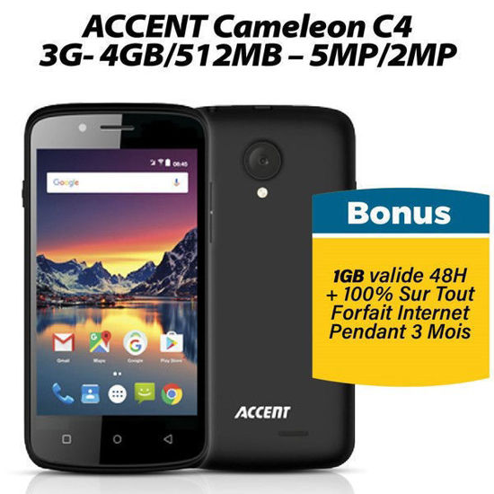 ACCENT Cameleon C4 –smartphone - Dual Sim – 4,2'' – 3G- 4GB/512MB – 5MP/2MP - NOIR