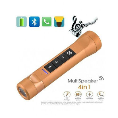 Agrandir l'image de Torche Power Bank Multifonctionnelle, Haut-parleur Bluetooth Portable 4 en 1 - Jaune Or Image de Torche Power Bank Multifonctionnelle, Haut-parleur Bluetooth Portable 4 en 1 - Jaune Or