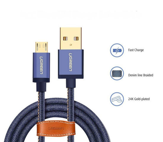 Image sur Câble Micro USB pour Charge Rapide - Denim - 2M