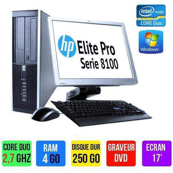 Image sur ordinateur de bureau Hp Elitebook 8100 (Reconditionné) - Core Duo - 4 Go RAM - 250 Go DD - Ecran Plat 17"