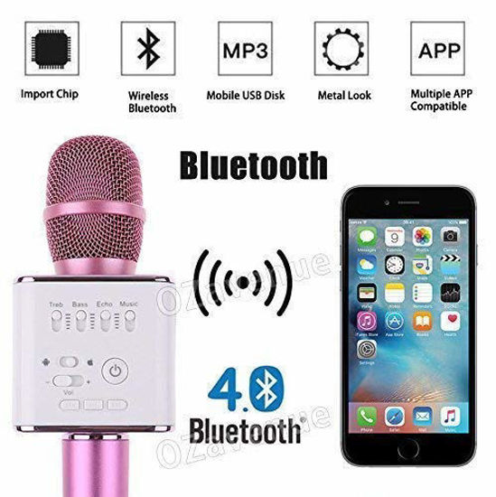 Image sur Microphone Q7 Bluetooth Micro Sans Fil Portable – rose