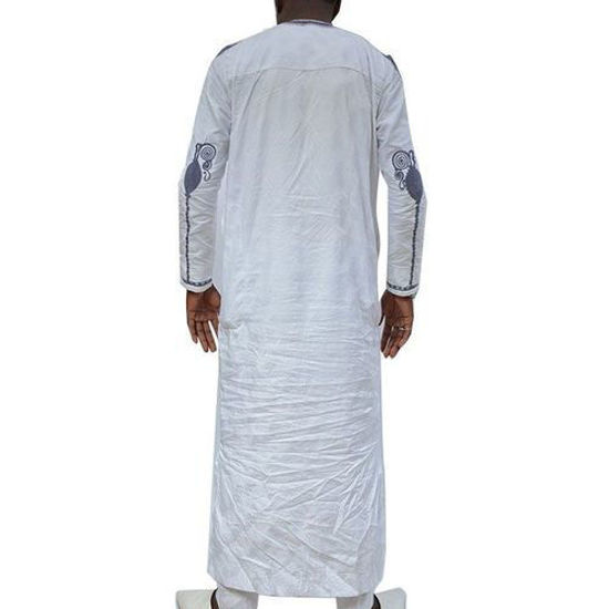 Image sur Ensemble Africain:  Boubou + Pantalon - Blanc et Gris