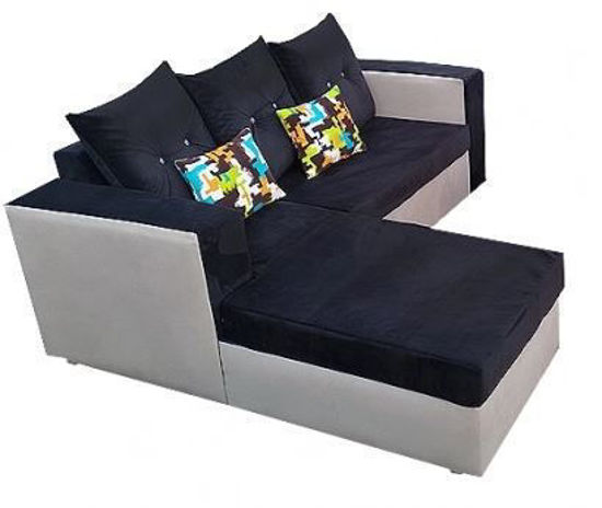 Canapé sofa en velours - 03Places - Séparable - Bleu Foncé et Gris