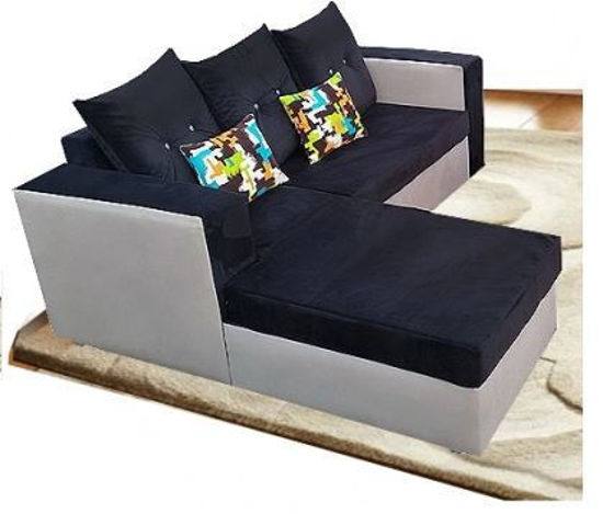 Canapé sofa en velours - 03Places - Séparable - Bleu Foncé et Gris