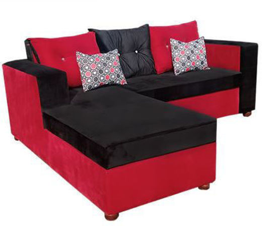 Canapé sofa en velours - 03Places - Séparable - Noir et rouge