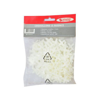 Image de Croisillons en croix 5 mm - pour joints de carrelage ou plaquette de parement  - Blanc- Sachet de 200 pièces