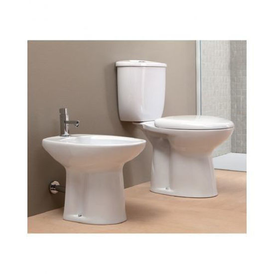 Image sur Salle de Bain Clizia : WC Sortie Horizontale + Bidet + Abattant Lourd - Blanc + Mécanisme De Chasse-Sortie Verticale - N.B.: Sans Robinet