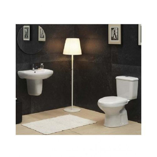 Image sur Salle de bain VECTRA 2 pièces : WC + Reservoir + Lavabo suspendu + Abattant Lourd + Mécanisme de Chasse - Blanc, N.B: Sans Robinet