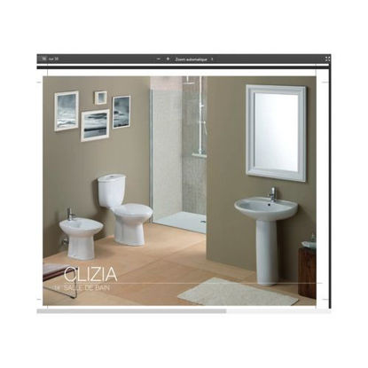 Image de Ensemble Salle De Bain CLIZIA / WC Sortie Horizontale + Bidet + Lavabo + Abattant Lourd + Mécanisme Poussoir - Sans Robinet